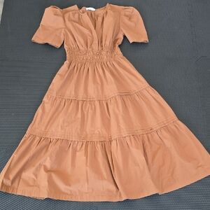 Mocha Mousse Color Tiered Maxi Dress
